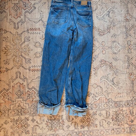 American Eagle Wide Leg Cuffed Denim - 000 Regular - Picture 2 of 3